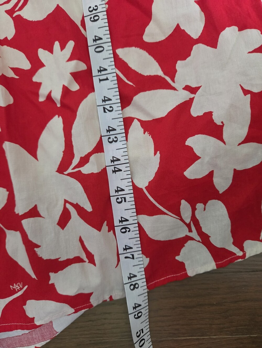 NWT Moon River red cream floral cutout puff sleeve cotton midi dress sz S - Picture 11 of 11